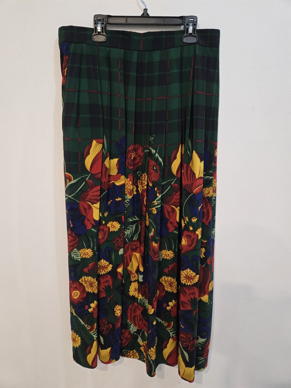 ALFRED SUNG Silk Plaid Midi Skirt - Picture 2 of 6